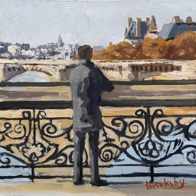 Peinture Sur Le Pont par Brooksby | Tableau Figuratif Scènes de vie Huile