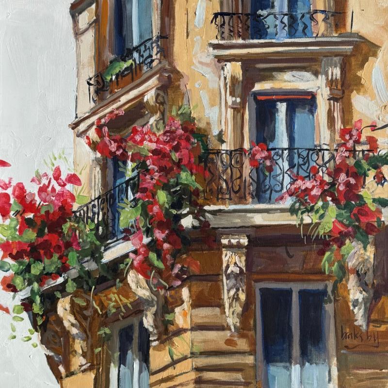 Painting Love Balcony by Brooksby | Painting Figurative Nature Architecture Oil