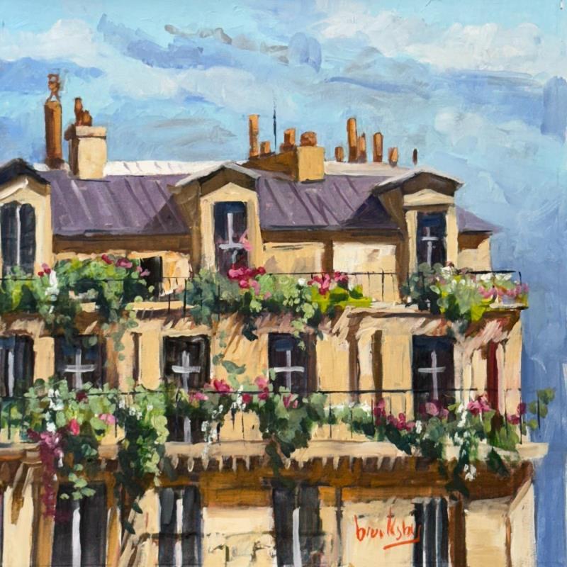 Peinture Urban garden par Brooksby | Tableau Figuratif Nature Architecture Huile