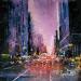 Peinture Purple city  par Rochette Patrice | Tableau Figuratif Urbain Huile