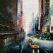 Painting Yellow cab by Rochette Patrice | Painting Figurative Urban Oil