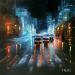 Painting Quand la ville s'allume by Rochette Patrice | Painting Figurative Oil