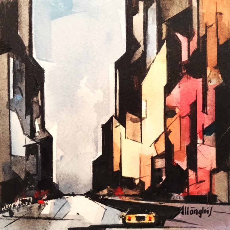 Gemälde NEW-YORK 2 von Langlois Jean-Luc | Gemälde Figurativ Urban Aquarell