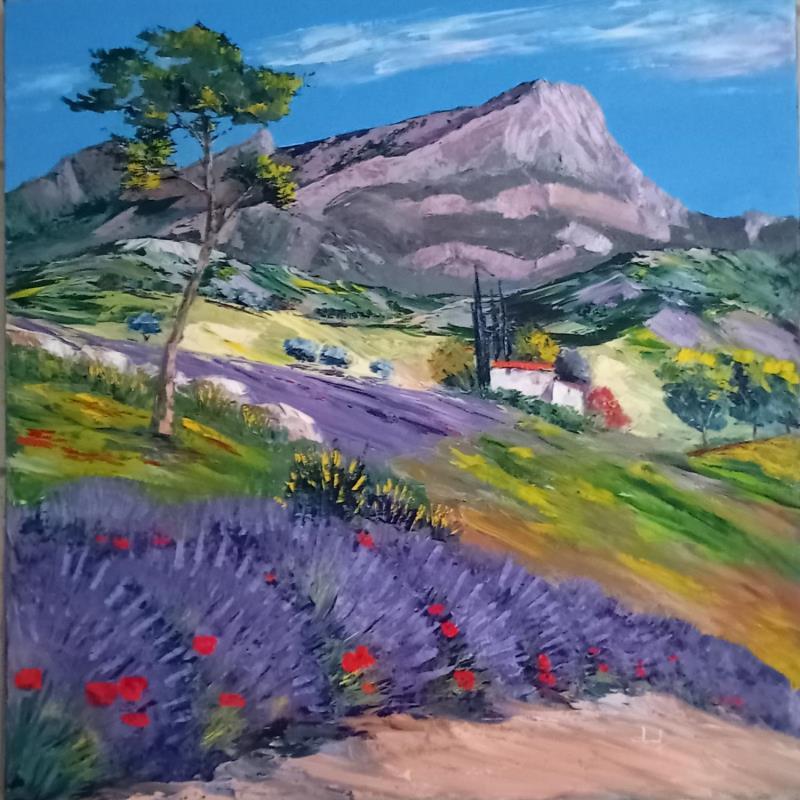 Peinture La Belle Sainte Victoire près d'Aix en Provence  par Degabriel Véronique | Tableau Impressionnisme Paysages Huile