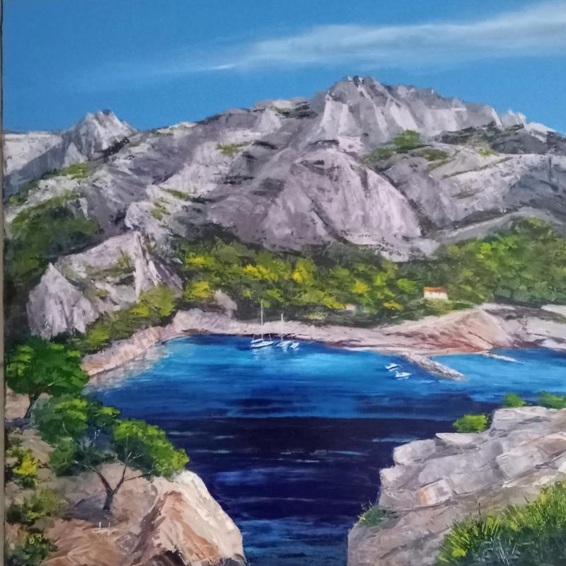 Painting Calanque de Sormiou  entre  Marseille  et  Cassis  by Degabriel Véronique | Painting Impressionism Oil Marine