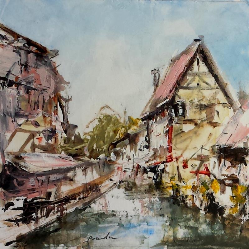 Painting les canaux de colmar by Poumelin Richard | Painting Figurative Landscapes Oil Acrylic