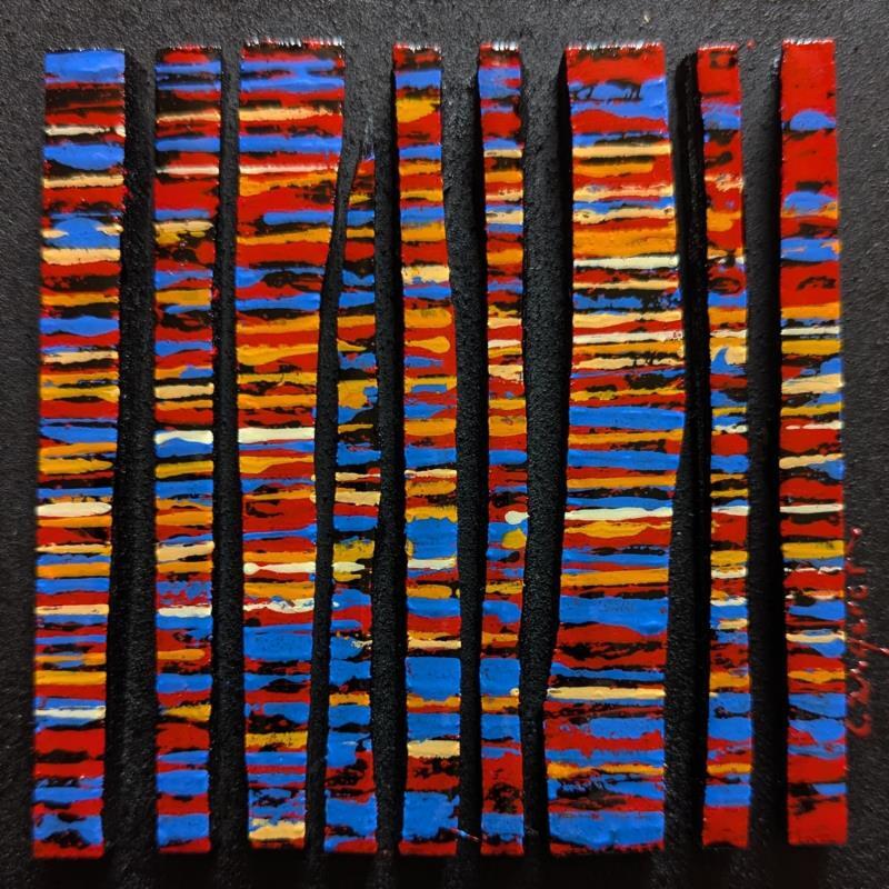Gemälde Bc9 fine rouge bleu von Langeron Luc | Gemälde Materialismus Holz Acryl Harz