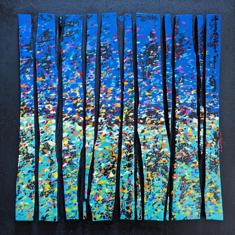 Painting Bc13 prairie Bleu Vert by Langeron Luc | Painting Subject matter Wood Acrylic Resin