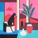 Painting Urban Oasis by Birsak Mariah | Painting Naive art Urban Animals Still-life Acrylic