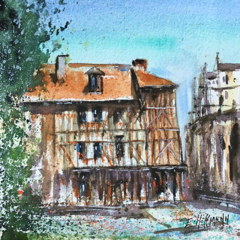 Peinture Troyes Rue de la cité  par Hoffmann Elisabeth | Tableau Figuratif Urbain Aquarelle