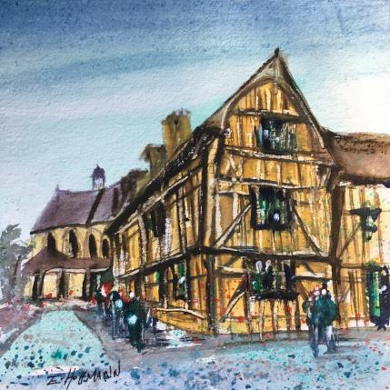 Painting Troyes Dauphin  by Hoffmann Elisabeth | Painting Figurative Watercolor Urban