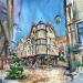 Painting Troyes La tourelle rue Champeaux  by Hoffmann Elisabeth | Painting Figurative Urban Watercolor