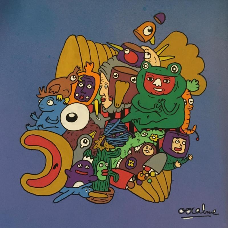Gemälde Color Fish von Oocalme | Gemälde Art brut Acryl, Posca Pop-Ikonen, Tiere