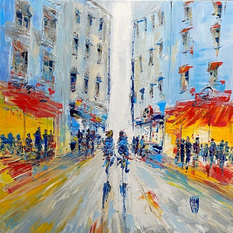 Peinture Balade en Ville par Raffin Christian | Tableau Figuratif Urbain Huile