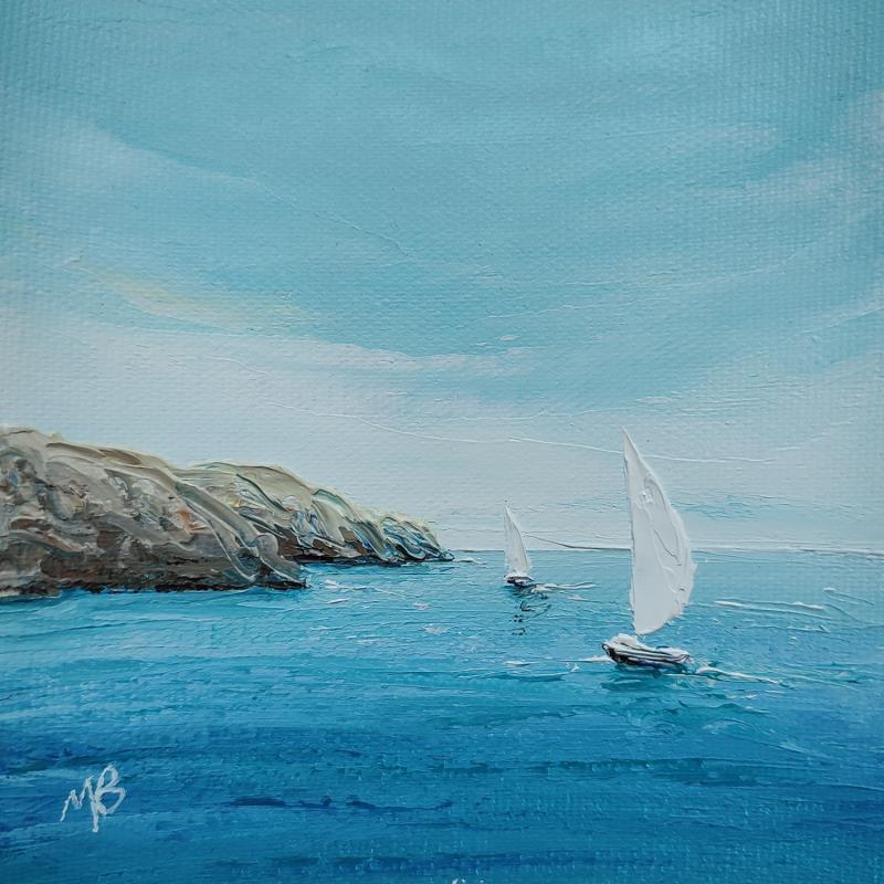 Painting Visite des calanques by Blandin Magali | Painting Figurative Landscapes Oil