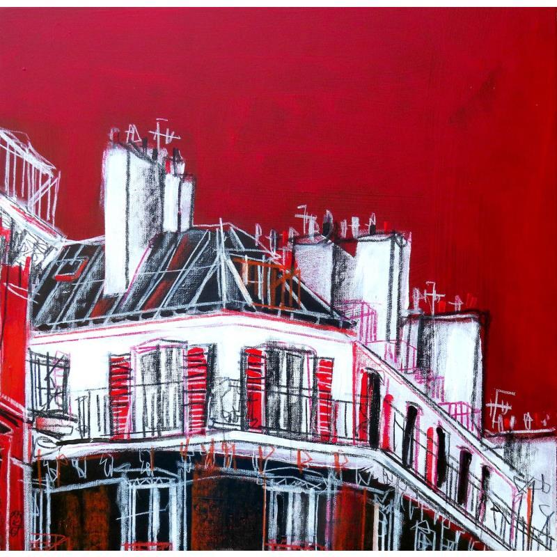 Painting Un ciel taquin by Anicet Olivier | Painting Figurative Urban Architecture Acrylic Pastel