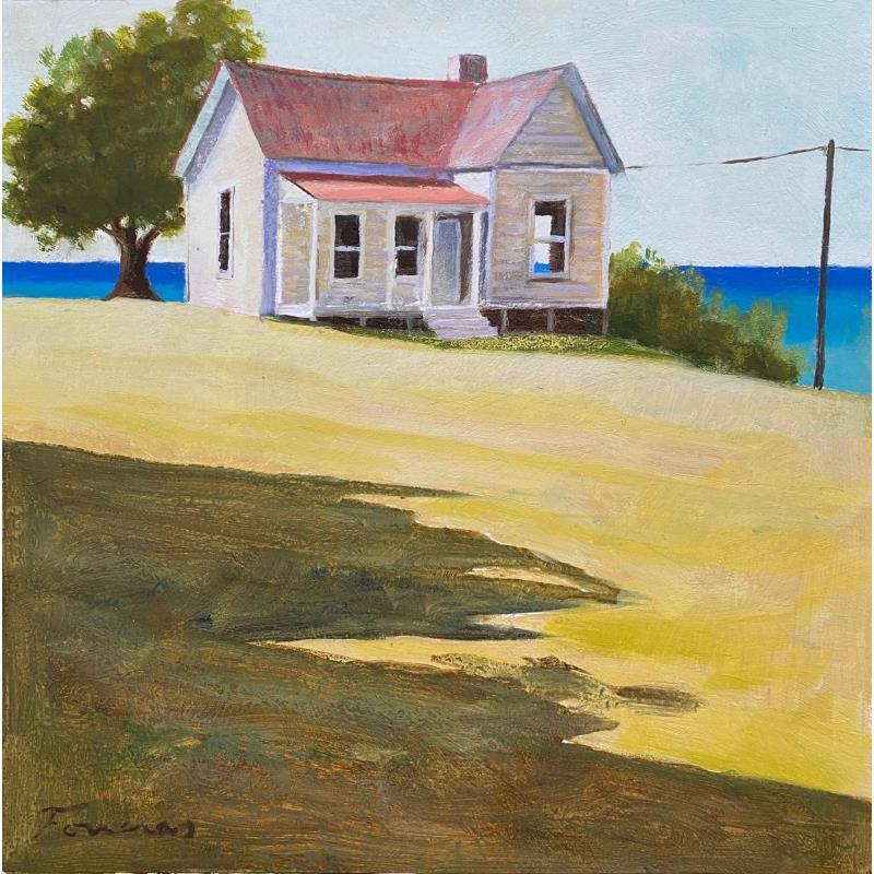 Peinture La maison abandonnée  par Foucras François | Tableau Figuratif Architecture Huile Acrylique