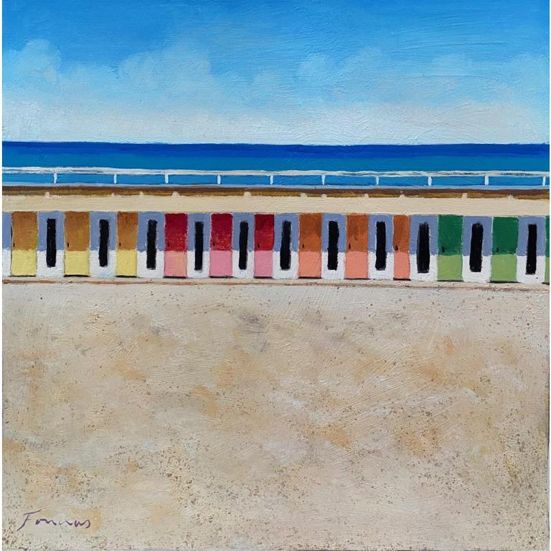 Peinture Les cabines du Touquet par Foucras François | Tableau Figuratif Huile Acrylique