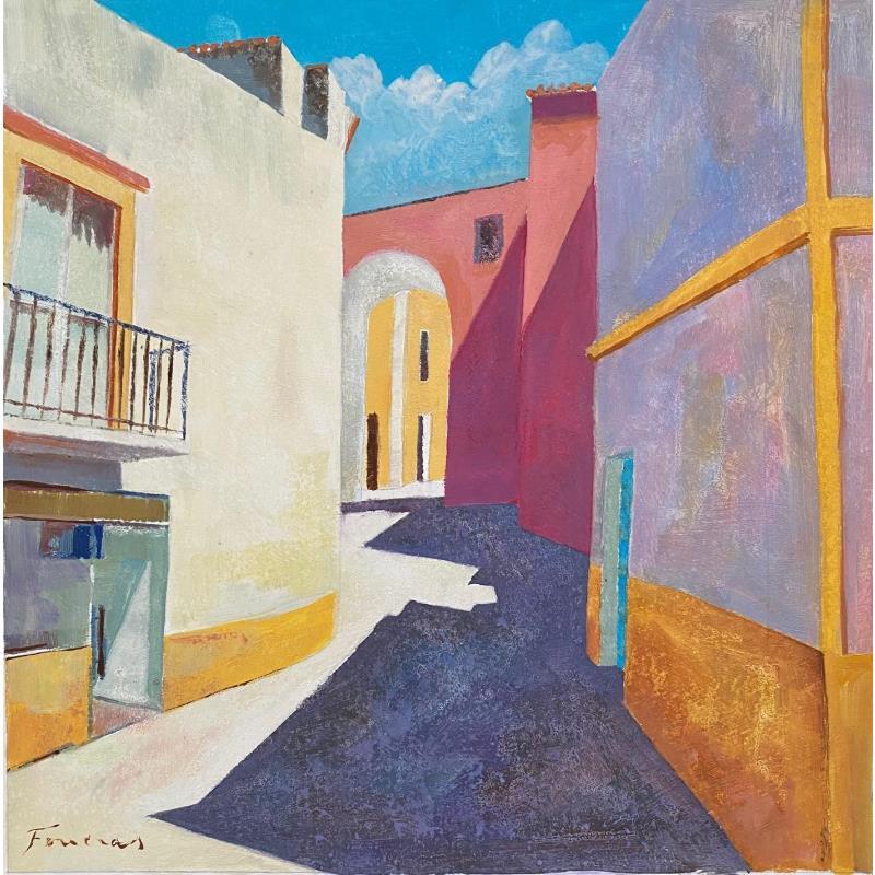 Gemälde Les rues colorées von Foucras François | Gemälde Figurativ Acryl, Öl Architektur, Urban