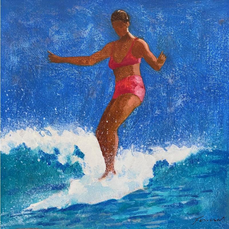 Painting La belle des ondes by Foucras François | Painting Figurative Sport Oil Acrylic