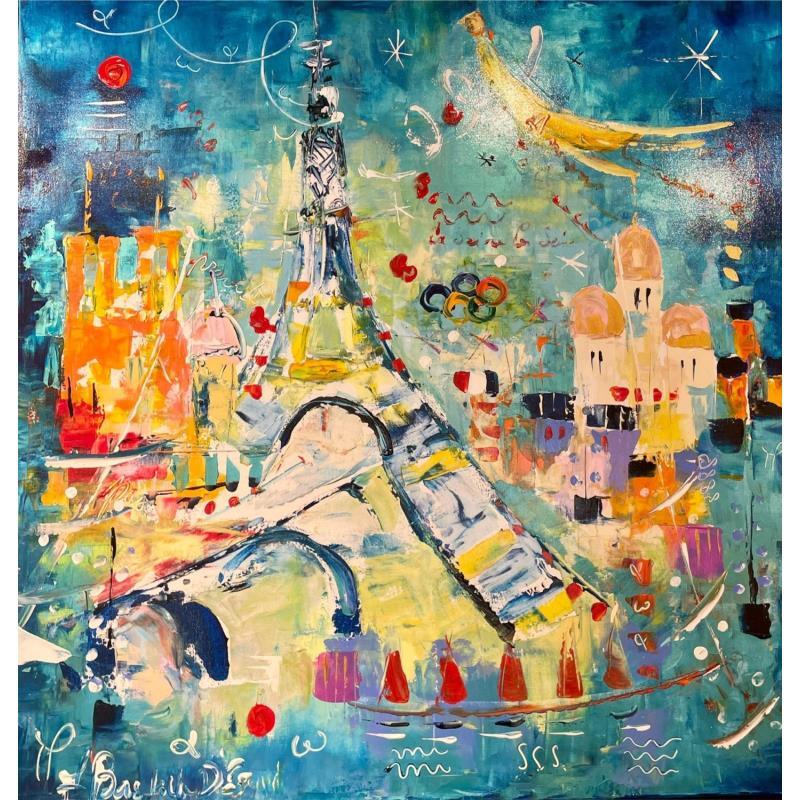 Peinture Paris mon amour 2024 par Bastide d´Izard Armelle | Tableau Abstrait Acrylique Nature, Scènes de vie, Sport