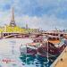 Painting PENICHES A QUAI RIVE GAUCHE A PARIS by Euger | Painting Figurative Landscapes Urban Life style Acrylic