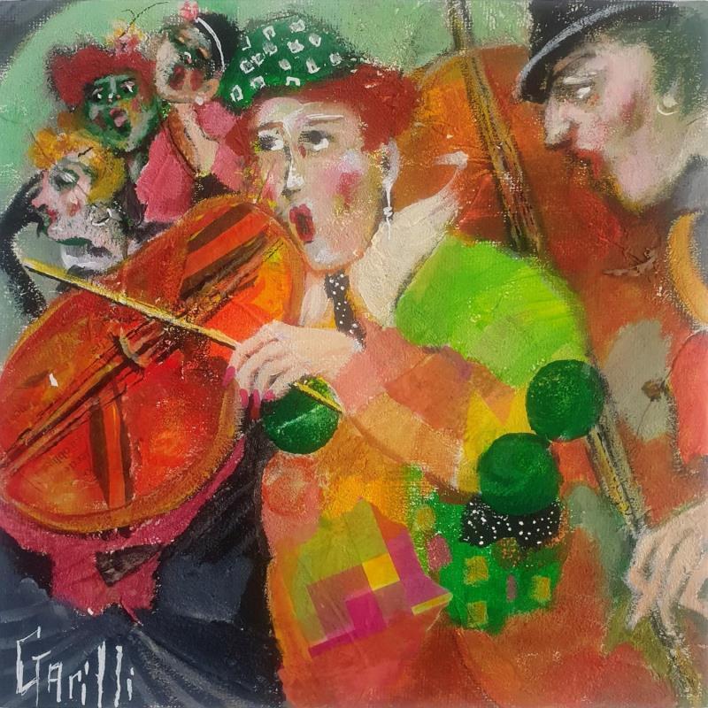 Gemälde Rhythm and blues party  von Garilli Nicole | Gemälde Figurativ Alltagsszenen Acryl Collage Marmorpulver