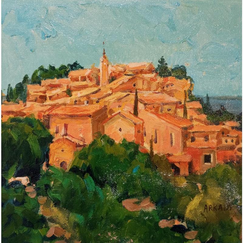 Peinture Village perché en Provence par Arkady | Tableau Figuratif Huile