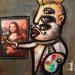Peinture Léonardo était un gros punk par Doudoudidon | Tableau Art Singulier Portraits Icones Pop Scènes de vie Acrylique