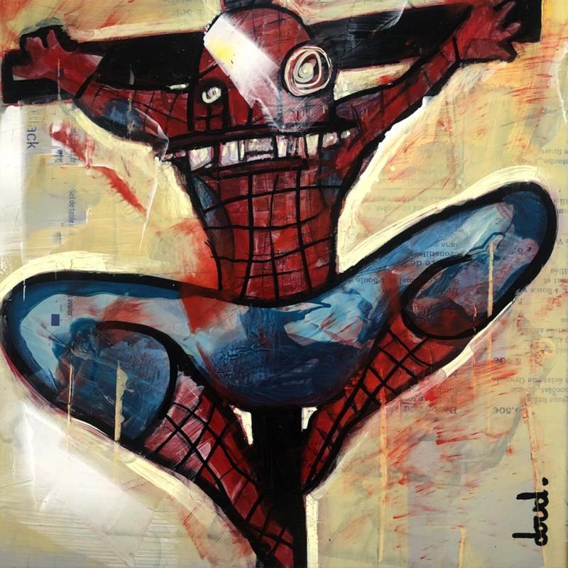 Gemälde Spider Christ von Doudoudidon | Gemälde Art brut Acryl Akt, Pop-Ikonen