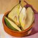 Painting triple pear slices by Ulrich Julia | Painting Figurative Wood Oil