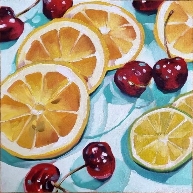 Peinture Lemon & cherries  par Ulrich Julia | Tableau Figuratif Bois Huile