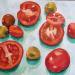 Painting Summery tomatoes by Ulrich Julia | Painting Figurative Wood Oil