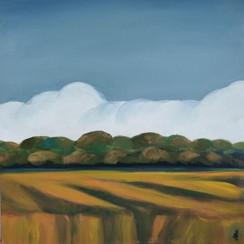 Gemälde WIND OVER THE FIELD von Herz Svenja | Gemälde Figurativ Landschaften Acryl