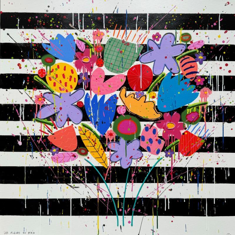 Painting LES FLEURS DU BIEN by Mam | Painting Pop-art Acrylic Black & White, Pop icons, Still-life