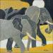 Peinture ELEPHANTS. par Devie Bernard  | Tableau Matiérisme Animaux Carton Acrylique