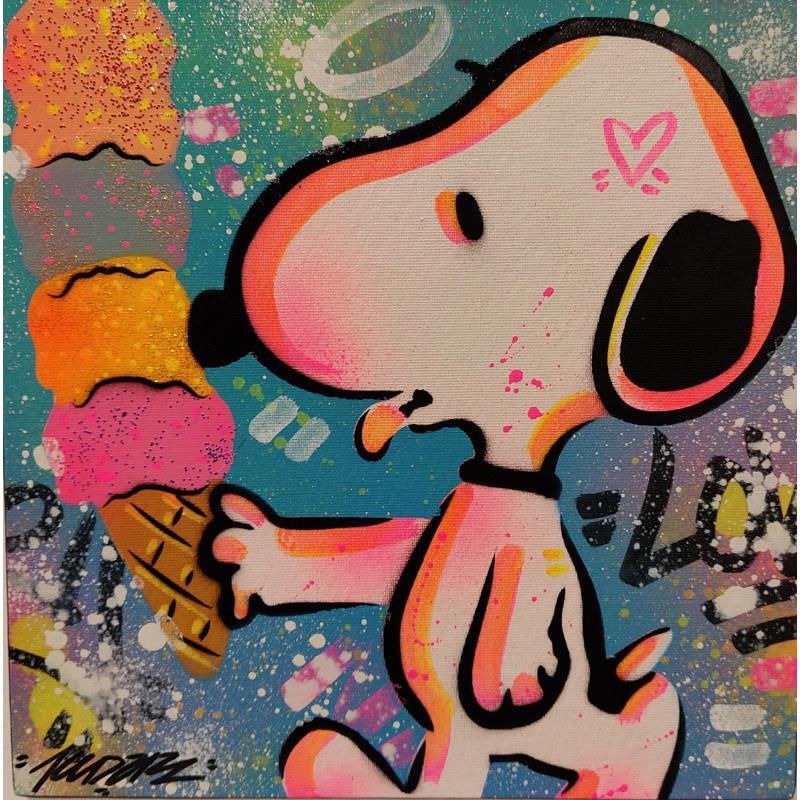 Gemälde Snoopy Glace von Kedarone | Gemälde Pop-Art Pop-Ikonen Graffiti Acryl