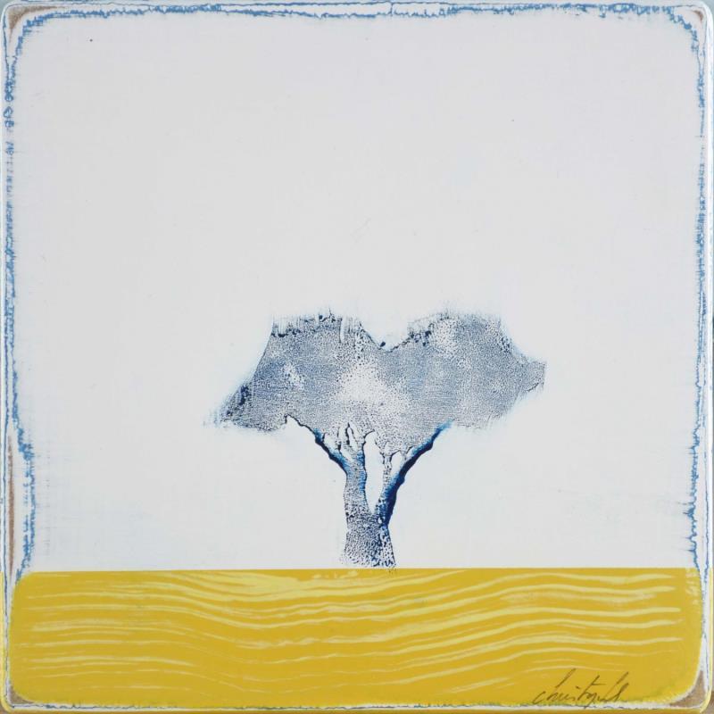 Gemälde Comme un jaune arborescent #373 von ChristophL | Gemälde Figurativ Landschaften Minimalistisch Holz Acryl Tinte