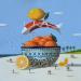 Painting  Carpe et fruits sur la plage by Lionnet Pascal | Painting Surrealism Life style Animals Still-life Acrylic