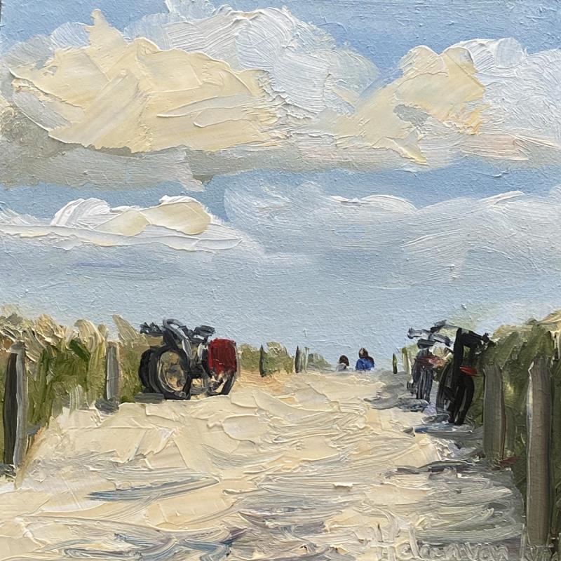 Peinture Met de fiets naar zee 24ws419 par Lynden (van) Heleen | Tableau Figuratif Paysages Marine Huile