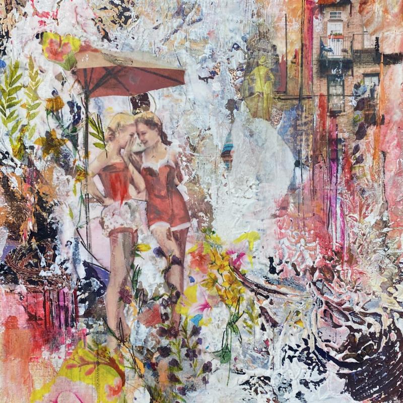 Peinture Little secrets par Bergeron Marie-Josée | Tableau Surréalisme Acrylique, Collage, Huile