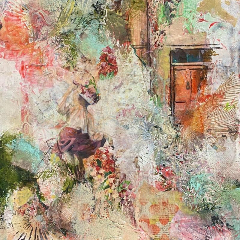 Peinture La porte des secrets par Bergeron Marie-Josée | Tableau Surréalisme Acrylique, Collage, Huile