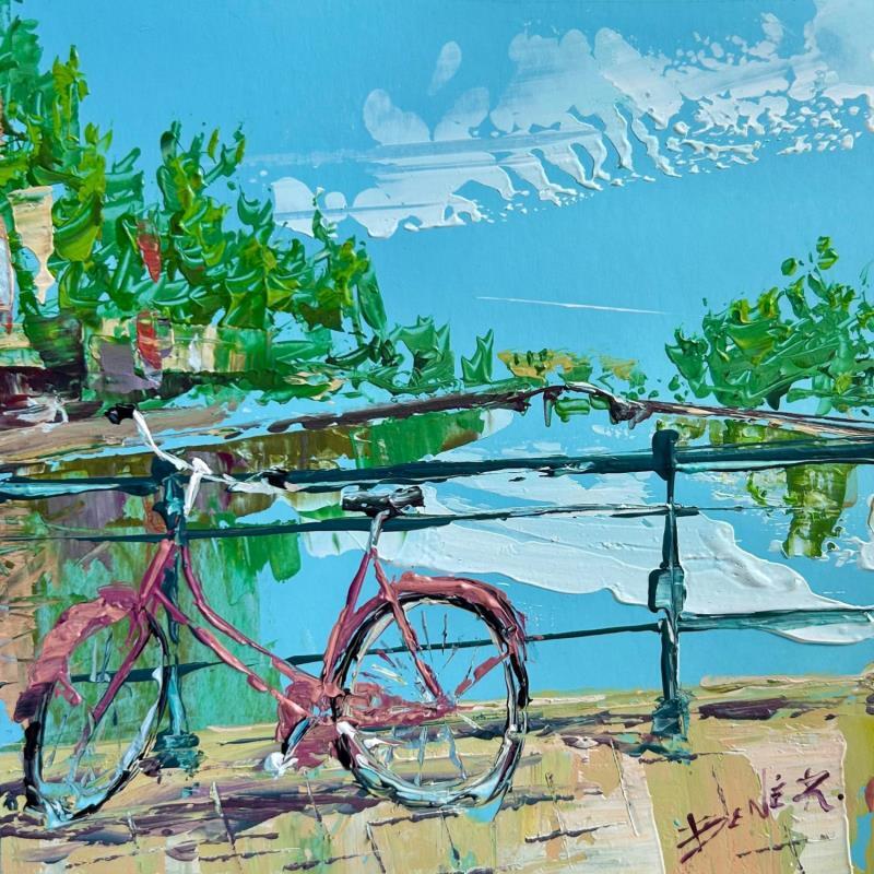 Painting Life on a dutch bike by Rodrigues Bené | Painting Figurative Urban Acrylic