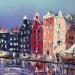 Painting The silent serenade of Amsterdam by Rodrigues Bené | Painting Figurative Urban Acrylic