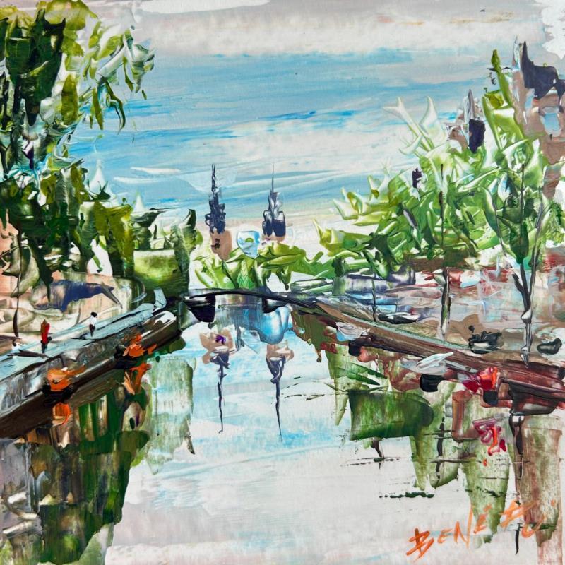 Peinture city of canals, city of dreams par Rodrigues Bené | Tableau Figuratif Urbain Acrylique