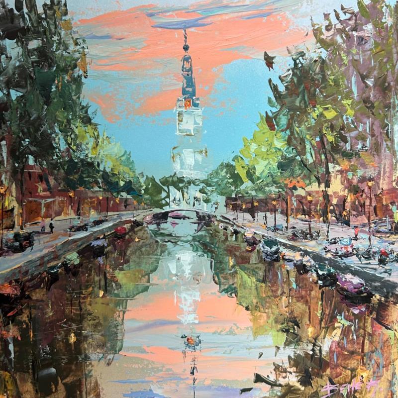 Painting Ode to Zuiderkerk by Rodrigues Bené | Painting Figurative Acrylic Urban