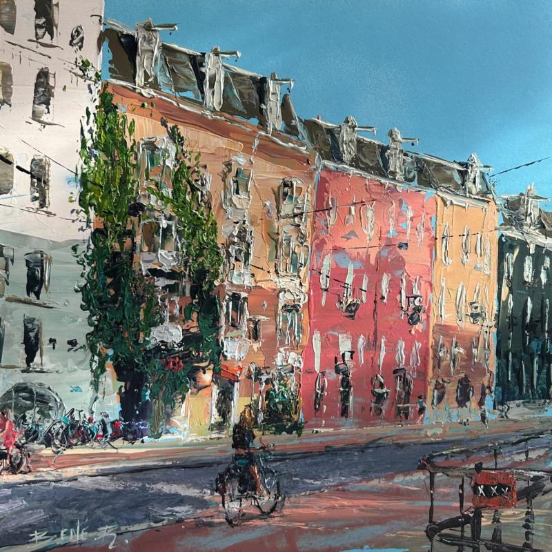 Painting Just another day in Amsterdam by Rodrigues Bené | Painting Figurative Urban Acrylic