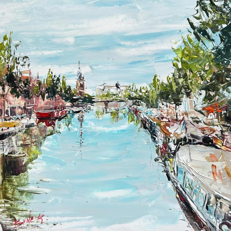 Gemälde Canal side life von Rodrigues Bené | Gemälde Figurativ Urban Acryl