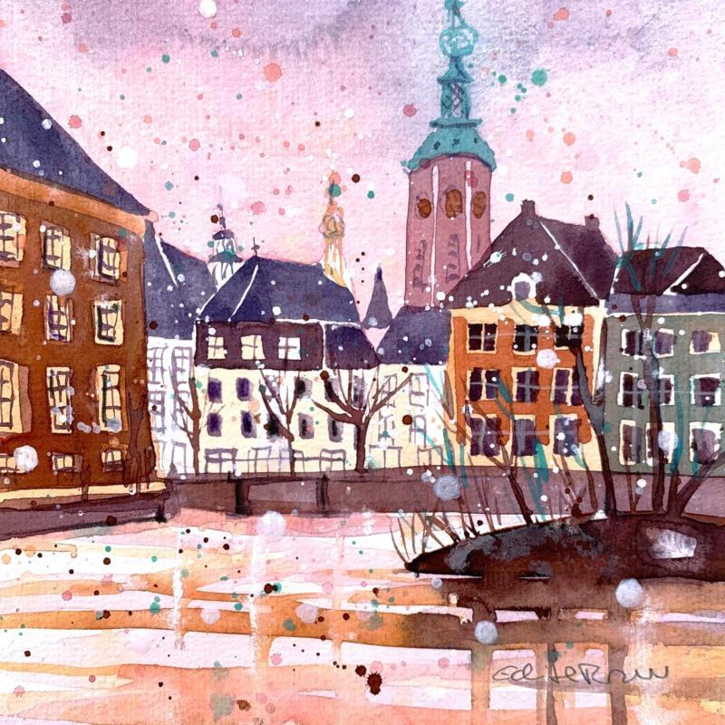 Painting NO.  24190  THE HAGUE  HOFVIJVER by Thurnherr Edith | Painting Subject matter Urban Watercolor