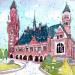 Peinture NO.  24191  THE HAGUE  PEACE PALACE par Thurnherr Edith | Tableau Matiérisme Urbain Aquarelle